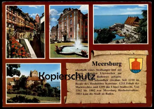ÄLTERE POSTKARTE MEERSBURG WAPPEN & GESCHICHTE CHRONIK Chronikkarte chronique chronicle storycard postcard cpa