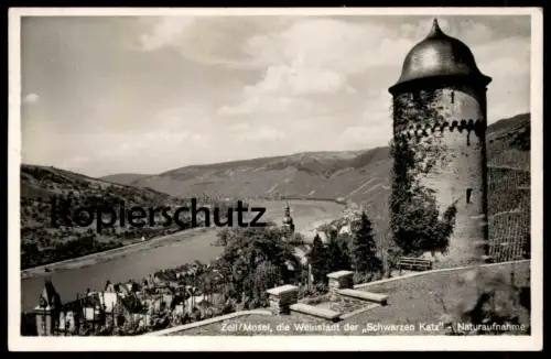 ALTE POSTKARTE ZELL MOSEL 1940 NATURAUFNAHME WEINSTADT SCHWARZE KATZ Weinversand Emil Schneiders wine AK Ansichtskarte