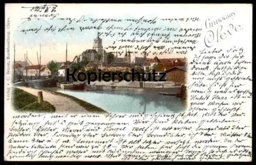 ALTE LITHO POSTKARTE GRUSS AUS CLEVE 1903 PANORAMA Bad Kleve AK Ansichtskarte cpa postcard