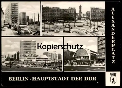 ÄLTERE POSTKARTE BERLIN HAUPTSTADT DER DDR ALEXANDERPLATZ ALEX Bus Straßenbahn Tram Tramway Plakat Deine Tat für ...