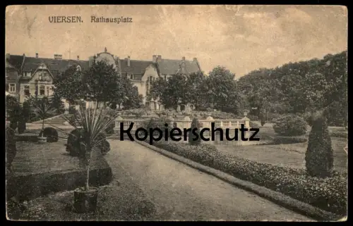 ALTE POSTKARTE VIERSEN RATHAUSPLATZ GARTEN PALME AK Ansichtskarte cpa postcard