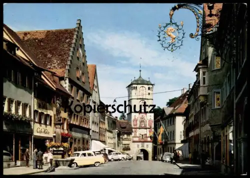 ÄLTERE POSTKARTE WANGEN IM ALLGÄU BMW ISETTA MERCEDES VW KÄFER Auto Autos Car Cars Café Hölz Ravensburger Tor Lion Löwe