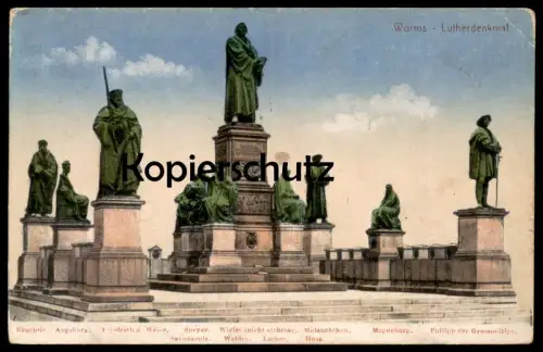 ALTE POSTKARTE WORMS DENKMAL Reuchtin Friedrich der Weise Melanchthon Magdeburg Huss Luther Savonarola Wielet monument