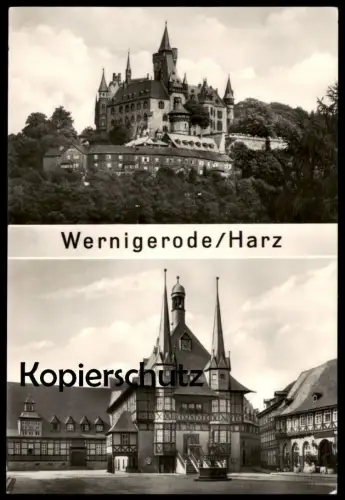 ÄLTERE POSTKARTE WERNIGERODE HARZ RATHAUS UND SCHLOSS Castle chateau AK Ansichtskarte cpa postcard