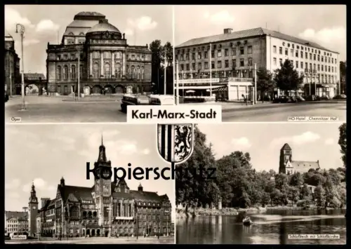 ÄLTERE POSTKARTE KARL-MARX-STADT Mehrbild mit Oper u. a. CHEMNITZ Ansichtskarte AK cpa postcard