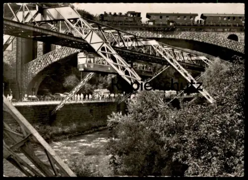 ALTE POSTKARTE WUPPERTAL SCHWEBEBAHN ZUG DAMPFLOK EISENBAHN steam train railway locomotive à vapeur Bus Busse Coca Cola