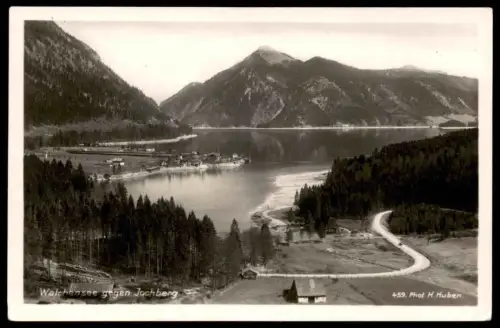 ALTE POSTKARTE WALCHENSEE bei Kochel am See Bad Tölz gegen Jochberg Deutsche Heimatbilder Huber postcard Ansichtskarte