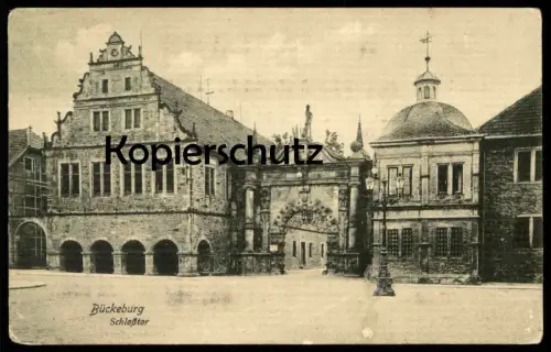 ALTE POSTKARTE BÜCKEBURG SCHLOSSTOR Schloss Portal castle entrance portail du chateau Stempel Schravesande Rotterdam