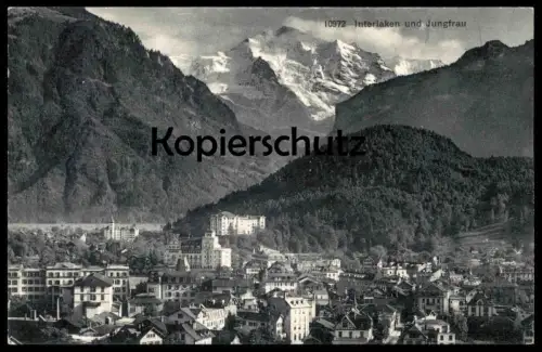 ALTE POSTKARTE INTERLAKEN MIT JUNGFRAU PANORAMA SCHWEIZ Suisse Helvetia cpa postcard AK Ansichtskarte