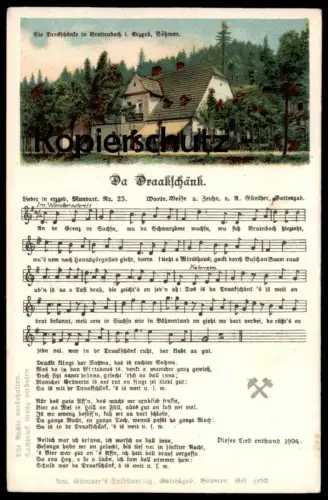 ALTE LITHO POSTKARTE ANTON GÜNTHER DRAAKSCHÄNK Liederkarte Chanson Breitenbach Potucky Tschechien Cesko Ceska Böhmen cpa