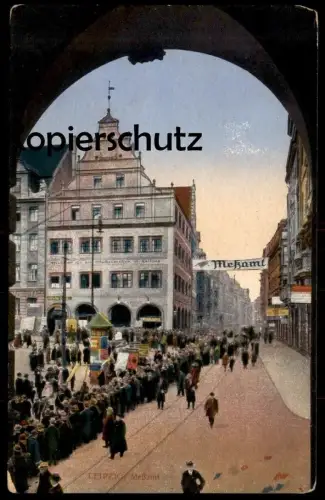 ALTE POSTKARTE LEIPZIG MESSAMT LITFASSSÄULE poster pillar verm. zu Zeiten der Messe cpa postcard AK Ansichtskarte