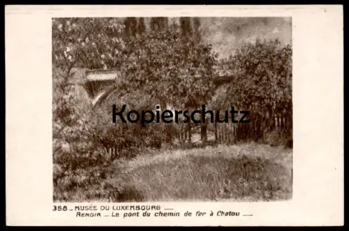 ALTE POSTKARTE MUSÉE DU LUXEMBOURG PIERRE-AUGUSTE RENOIR LE PONT DU CHEMIN DE FER À CHATOU cpa postcard AK Ansichtskarte