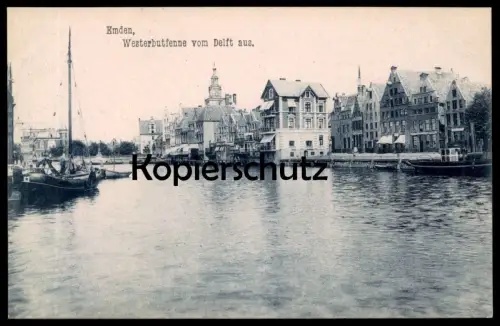 ALTE POSTKARTE EMDEN WESTERBUTFENNE VOM DELFT AUS Segelschiff Schiff sailing ship clipper bateau à volies cpa postcard