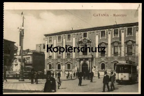 ALTE POSTKARTE CATANIA MUNICIPIO SICILIANA Tram Tramway Streetcar Strassenbahn cpa postcard AK Ansichtskarte