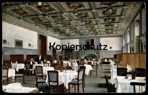 ALTE POSTKARTE WIESBADEN BIERSALON IM KURHAUS Zeitung Wiesbadener Bade-Blatt Newspaper Gazette Ober Garcon Waiter cpa AK