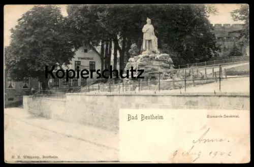 ALTE POSTKARTE BAD BENTHEIM 1902 BISMARCK-DENKMAL BISMARCKHALLE RESTAURATION Bismarckdenkmal cpa postcard Ansichtskarte