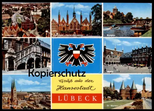 ÄLTERE POSTKARTE GRUSS AUS DER HANSESTADT LÜBECK LEPORELLO Systemkarte Càrte a systéme cpa postcard AK Ansichtskarte