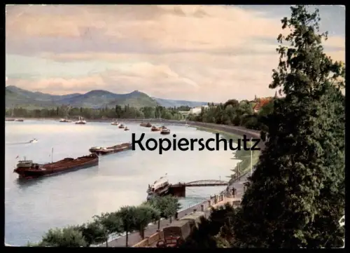 ÄLTERE POSTKARTE BONN SIEBENGEBIRGE 1957 LKW camion pickup truck Schiffe Lastkahn Schiff cargo ship freighter cpa AK
