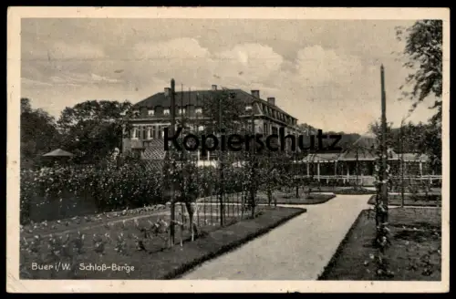 ALTE POSTKARTE GELSENKIRCHEN BUER SCHLOSS BERGE GARTEN Spalierobst Park parc jardin public cpa postcard AK Ansichtskarte