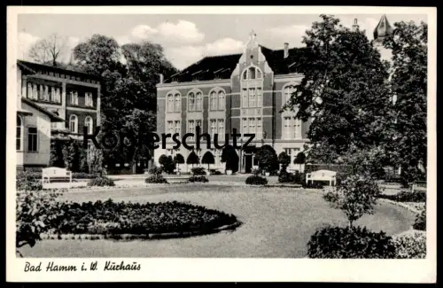 ALTE POSTKARTE BAD HAMM IN WESTFALEN KURHAUS 1955 MASCHINENWERBESTEMPEL HAMM & MÜNCHEN Ansichtskarte AK cpa postcard