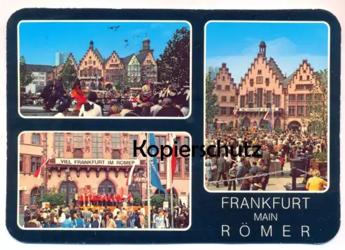 POSTKARTE VIEL FRANKFURT IM RÖMER AM MAIN FEST Ereignis Musikkapelle Spruchband Feier Musik Kapelle band orchestre cpa
