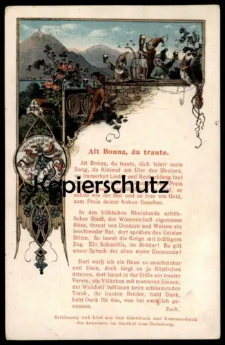 ALTE POSTKARTE BONN ALT BONNA BAD GODESBERG STUDENTICA STUDENTIKA ÉTUDIANT LIED SONG CHANSON ZWERG DWARF MIDGET NAIN AK