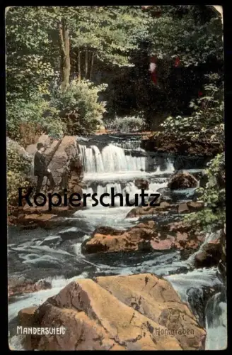 ALTE POSTKARTE MANDERSCHEID EIFEL HORNGRABEN WASSERFALL bei Wittlich Feldpost 1915 waterfall postcard Ansichtskarte cpa