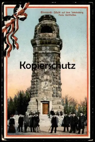 ALTE POSTKARTE PORTA WESTFALIKA BISMARCK-SÄULE AUF DEM JAKOBSBERG BEI MINDEN BISMARCKTURM Westfalica Feldpost postcard