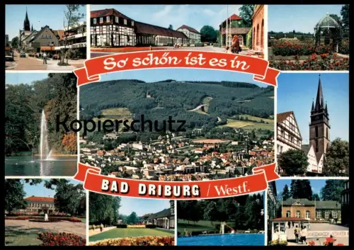 POSTKARTE SO SCHÖN IST ES IN BAD DRIBURG WESTFALEN EGGEGEBIRGE Freibad Piscine Swimming Pool cpa postcard Ansichtskarte