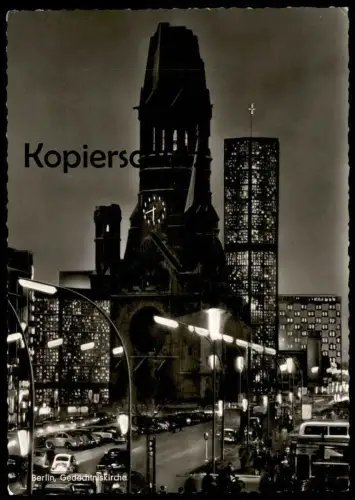 ÄLTERE POSTKARTE BERLIN KAISER-WILHELM-GEDÄCHTNISKIRCHE BEI NACHT postcard at night cpa nuit Ansichtskarte AK