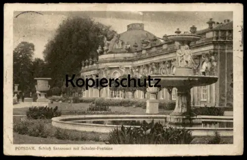 ALTE POSTKARTE POTSDAM SCHLOSS SANSSOUCI MIT SCHALEN FONTAINE Brunnen fountain chateau castle cpa postcard Ansichtskarte