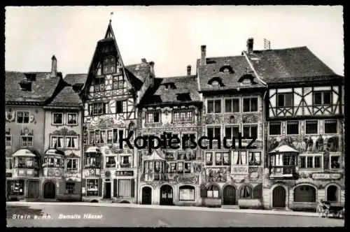 ÄLTERE POSTKARTE STEIN AM RHEIN BEMALTE HÄUSER Kutsche Haus Rhin Fresko Fresco Ornament cpa postcard AK Ansichtskarte