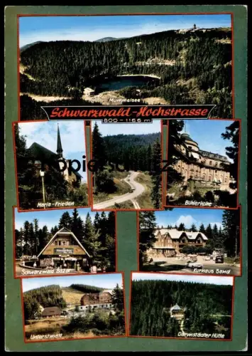 POSTKARTE SCHWARZWALD HOCHSTRASSE UNTERSTMATT DARMSTÄDTER HÜTTE BAZAR BÜHLERHÖHE MARIA-FRIEDEN SAND Route Road Pass