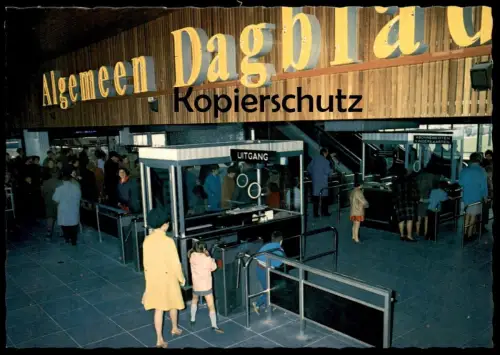 ÄLTERE POSTKARTE ROTTERDAM METRO UITGANG ALGEMEEN DAGBLAD Beurs Leuvehaven Maashaven Zuidplein U-Bahn Werbung tube cpa