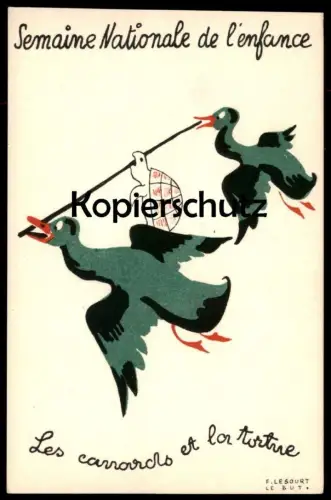 ÄLTERE POSTKARTE SEMAINE NATIONALE DE L'ENFANCE - LES CANARDS ET LA TORTUE Turtle Schildkröte Canard fairy tale fable AK