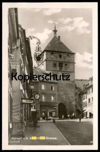 ALTE POSTKARTE ROTTWEIL A-H-STRASSE J. Wernz Laier Motorrad Moto Velo Motocyclette cpa postcard Ansichtskarte