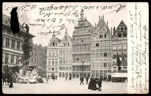 ALTE POSTKARTE ANVERS LA GRAND PLACE ANTWERPEN STEMPEL JOSEPH JOUKENS POTATOES AND FRUIT MERCHAND 2d OLD DOCK cpa AK