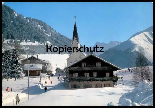 ÄLTERE POSTKARTE BERWANG IM WINTER KIRCHE BLICK GEGEN GARTNERWAND UND ZUGSPITZE Hiver Snow Ski skis skier skiing neige