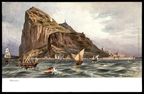 ALTE POSTKARTE FRIEDRICH PERLBERG GIBRALTAR SEGELBOOTE Sailing boat Segelboot voilier cpa postcard AK Ansichtskarte