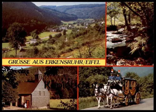 POSTKARTE GRÜSSE AUS ERKENSRUHR EIFEL KUTSCHE Postkutsche Simmerath Diligence Coche Carriage Uniform Pferd Horse Cheval