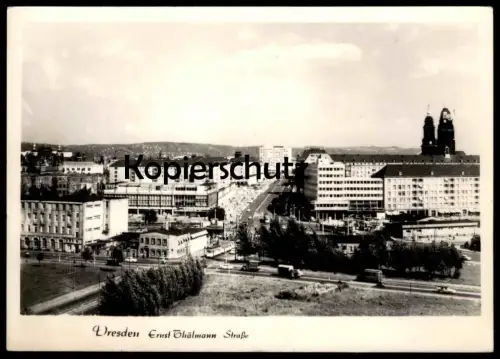 ÄLTERE POSTKARTE DRESDEN ERNST-THÄLMANN-STRASSE PANORAMA Straßenbahn Tram Tramway cpa postcard AK Ansichtskarte