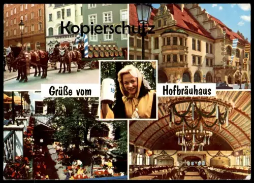 ÄLTERE POSTKARTE MÜNCHEN GRÜSSE VOM HOFBRÄUHAUS Bierkutsche Kutsche Bier Beer Bière AK Ansichtskarte cpa postcard