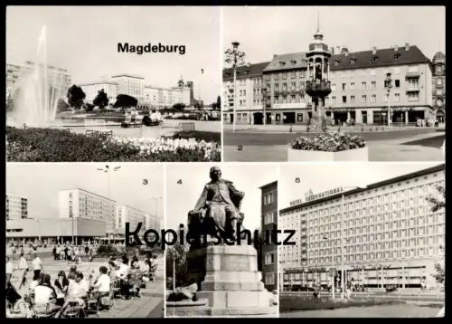ÄLTERE POSTKARTE MAGDEBURG ABBA WERBUNG THEATER DES FRIEDENS Denkmal Interhotel International Restaurant Moskwa Café AK