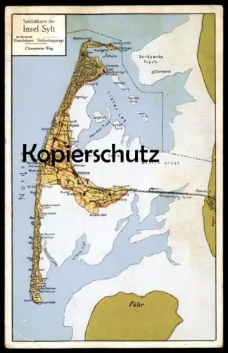 ALTE POSTKARTE SYLT LANDKARTE SPEZIALKARTE Archsum Uthörn List Westerland Rantum Föhr Map Carte géographique postcard AK