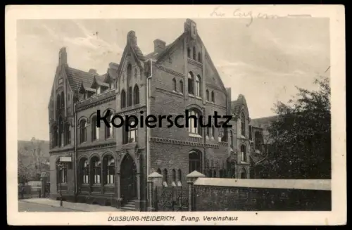 ALTE POSTKARTE DUISBURG MEIDERICH EVANGELISCHES VEREINSHAUS STEMPEL POSTES MILITAIRES 1921 cpa postcard AK Ansichtskarte