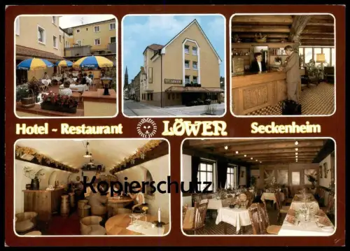ÄLTERE POSTKARTE SECKENHEIM HOTEL RESTAURANT LÖWEN Fam. Schlageter Förder Mannheim AK Ansichtskarte cpa postcard