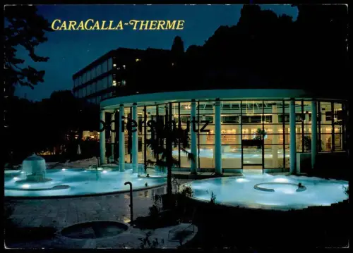 ÄLTERE POSTKARTE BADEN-BADEN CARACALLA-THERME bei Nacht by night nuit Piscine Swimming Pool Hallenbad Thermen Terme cpa