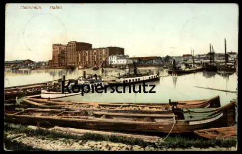 ALTE POSTKARTE MANNHEIM HAFEN 1909 port harbour havre Boot boat Frachtschiff cargo ship bateau vrachtschip cpa postcard