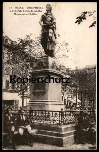 ALTE POSTKARTE MAINZ SCHILLERDENKMAL FRIEDRICH VON SCHILLER DENKMAL Dichter Poet Monument Statue Mayence cpa postcard AK