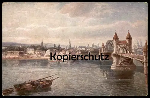 ALTE KÜNSTLER POSTKARTE BONN ASTUDIN HOURSCH & BECHSTEDT Brücke und Rhein Rhine Rhin postcard cpa AK Ansichtskarte